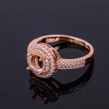 Halo Setting 925 Silver Gold Plated Ring Mount For Round 6x6mm Gemstone