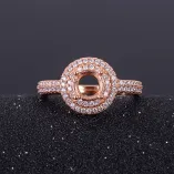 Halo Setting 925 Silver Gold Plated Ring Mount For Round 6x6mm Gemstone