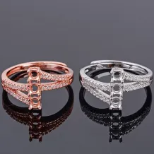 Handmade S925 Gold Plated Pave Ring Setting For 3x3mm Round Gemstone