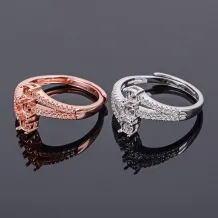 Handmade S925 Gold Plated Pave Ring Setting For 3x3mm Round Gemstone