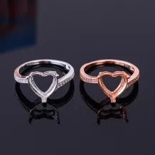 Heart 10x10mm Colored Gems 925 Sterling Silver Rose Gold Plated Ring Setting
