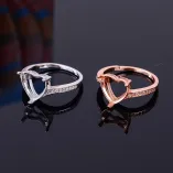 Heart 10x10mm Colored Gems 925 Sterling Silver Rose Gold Plated Ring Setting