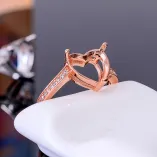 Heart 10x10mm Colored Gems 925 Sterling Silver Rose Gold Plated Ring Setting