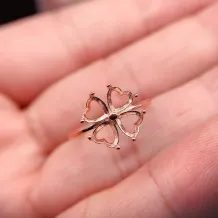 Heart 5x5mm S925 Sterling Silver Ring Holder Crystal