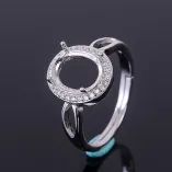 Heart Halo 925 Silver Gold Plated Ring Setting for 4x6-8x10mm Oval Gemstones