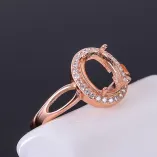 Heart Halo 925 Silver Gold Plated Ring Setting for 4x6-8x10mm Oval Gemstones