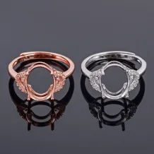 Heart Ring Setting 925 Sterling Silver Gold Plated For Oval 9x11mm Emerald