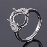 Heart Ring Setting 925 Sterling Silver Gold Plated For Oval 9x11mm Emerald