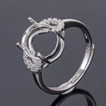 Heart Ring Setting 925 Sterling Silver Gold Plated For Oval 9x11mm Emerald