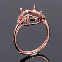 Heart Ring Setting 925 Sterling Silver Gold Plated For Oval 9x11mm Emerald