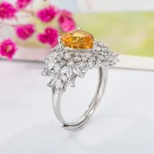 Heart-Shaped 8x8 Mm Crystal Topaz Inlaid 925 Sterling Silver Plated With 18k Gold Ring Setting