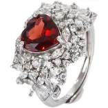 Heart-Shaped 8x8 Mm Crystal Topaz Inlaid 925 Sterling Silver Plated With 18k Gold Ring Setting