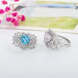 Heart-Shaped 8x8 Mm Crystal Topaz Inlaid 925 Sterling Silver Plated With 18k Gold Ring Setting
