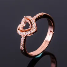 Heart-Shaped Full Halo Ring Setting - S925 Sterling Silver with 18K Gold Plating for 5/6/7/8mm Gemstones