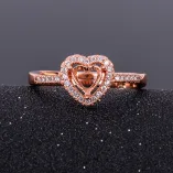Heart-Shaped Full Halo Ring Setting - S925 Sterling Silver with 18K Gold Plating for 5/6/7/8mm Gemstones