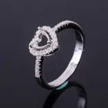 Heart-Shaped Full Halo Ring Setting - S925 Sterling Silver with 18K Gold Plating for 5/6/7/8mm Gemstones