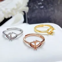 Heart-Shaped Ring Setting - S925 Sterling Silver with Rose Gold Plating for 5/6mm Gemstones