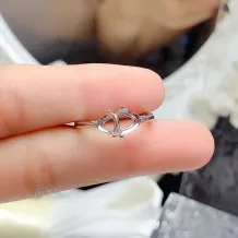 Heart-Shaped Ring Setting - S925 Sterling Silver with Rose Gold Plating for 5/6mm Gemstones