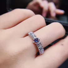 Lace-Design Gold-Plated Silver Ring Setting for 3mm Cabochon Blue Sapphire