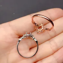 Lace Pattern 18K Gold Plated S925 Silver Ring Setting - 5x7mm Oval Ruby/Sapphire/Emerald Mount