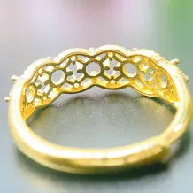 Lace Pattern S925 Sterling Silver Stacking Ring Setting with 18K Gold Plating - Round 3x3mm Multi-Stone Mount