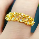 Lace Pattern S925 Sterling Silver Stacking Ring Setting with 18K Gold Plating - Round 3x3mm Multi-Stone Mount