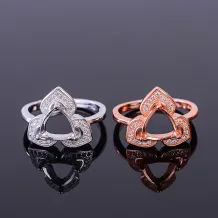 Leaf &amp; Floral sterling silver 925 gold plated Ring Setting for 8x8mm Triangle Gemstones