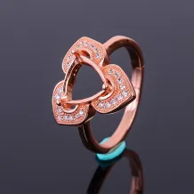 Leaf &amp; Floral sterling silver 925 gold plated Ring Setting for 8x8mm Triangle Gemstones