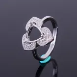 Leaf & Floral sterling silver 925 gold plated Ring Setting for 8x8mm Triangle Gemstones