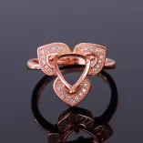 Leaf & Floral sterling silver 925 gold plated Ring Setting for 8x8mm Triangle Gemstones