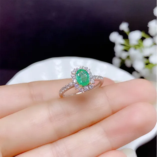 Luxury Dual-Tone 925 Silver Ring Setting for 5x7mm Oval Ruby/Sapphire/Emerald