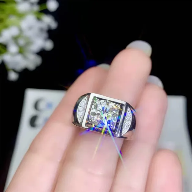 Men's S925 Moissanite Ring Settings - Premium Designs for 0.5ct 1ct 2ct 3ct Round Stones
