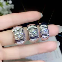 Men's S925 Moissanite Ring Settings - Premium Designs for 0.5ct 1ct 2ct 3ct Round Stones