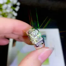 Men's S925 24K Gold-Plated Ring Settings for 1ct 3ct Round Moissanite Unset