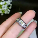 Men's S925 24K Gold-Plated Ring Settings for 1ct 3ct Round Moissanite Unset