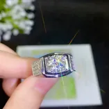 Men's S925 Full Diamond Ring Settings for 6.5 8mm Round Moissanite