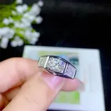 Men's S925 Full Diamond Ring Settings for 6.5 8mm Round Moissanite