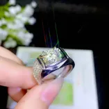 Men's S925 Full Diamond Ring Settings for 6.5 8mm Round Moissanite
