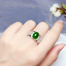 Men's S925 Gold-Plated Adjustable Ring Setting for 8x10mm Oval Jade/Sapphire (Unset)