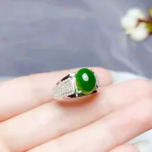 Men's S925 Gold-Plated Adjustable Ring Setting for 8x10mm Oval Jade/Sapphire (Unset)