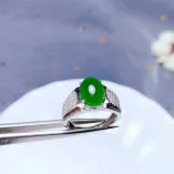 Men's S925 Gold-Plated Adjustable Ring Setting for 8x10mm Oval Jade/Sapphire (Unset)