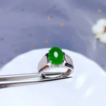 Men's S925 Gold-Plated Adjustable Ring Setting for 8x10mm Oval Jade/Sapphire (Unset)