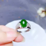 Men's S925 Gold-Plated Adjustable Ring Setting for 8x10mm Oval Jade/Sapphire (Unset)