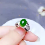 Men's S925 Gold-Plated Adjustable Ring Setting for 8x10mm Oval Jade/Sapphire (Unset)