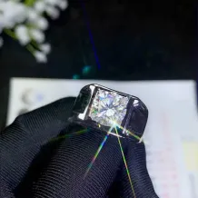 Men's S925 Gold-Plated Adjustable Ring Settings for 1 2 3ct Round Moissanite Unset