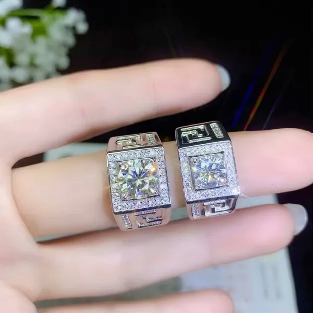 Men's S925 Gold-Plated Moissanite Ring Settings - Premium Designs for 5 6 8mm Round Stones