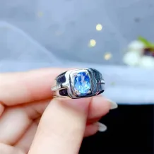 Men's S925 Sterling Silver Adjustable Ring Setting for 6x8mm Oval Jade Gemstones 