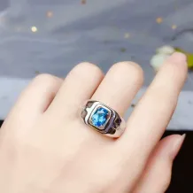 Men's S925 Sterling Silver Adjustable Ring Setting for 6x8mm Oval Jade Gemstones 