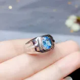 Men's S925 Sterling Silver Adjustable Ring Setting for 6x8mm Oval Jade Gemstones 