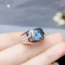 Men's S925 Sterling Silver Adjustable Ring Setting for 6x8mm Oval Jade Gemstones 